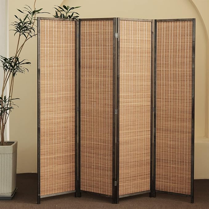 Furnnylane 4 Panel Bamboo Room Divider and Folding Panel Screen, Bamboo Panel - Image 2