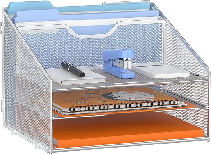 GAWERK Letter Tray Organizer, Mesh Desk File Organizer by Gawerk