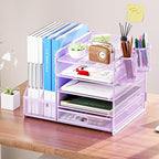 Marbrasse Desk Organizer with File Holder, 5-Tier Paper Letter Tray Organizer - Image 3