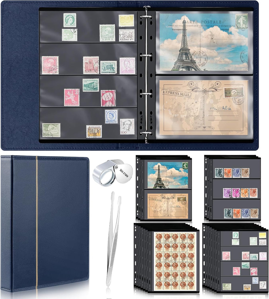 Lewtemi Stamp Collecting Albums Set Stamp Collection Book Include 20 Pages