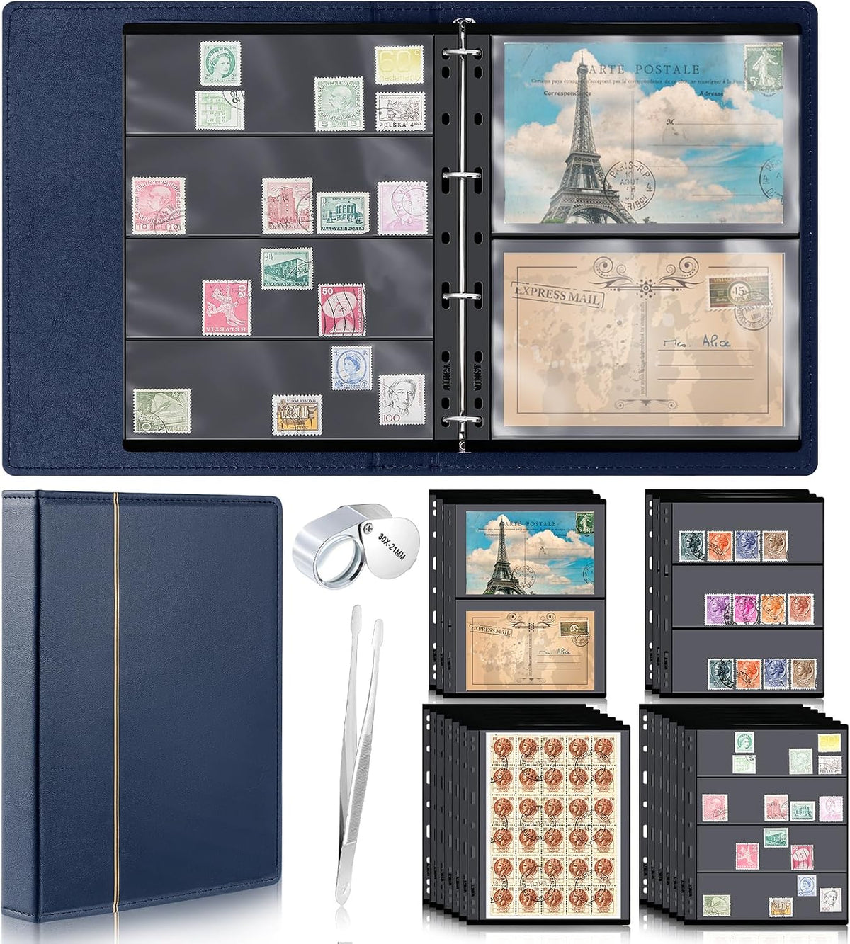 Lewtemi Stamp Collecting Albums Set Stamp Collection Book Include 20 Pages