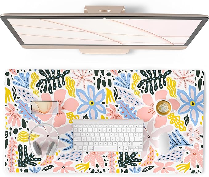 QIYI Floral Large Mouse Pad, Cute Desk Mat by QIYI