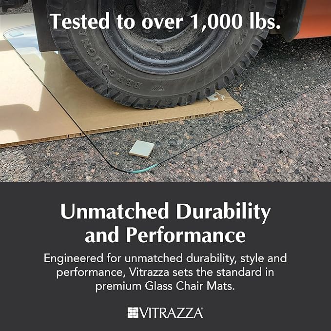 Vitrazza Glass Chair Mat 42” x 48” Superior ¼ Thick, Chiaro Standard Clear - Image 6