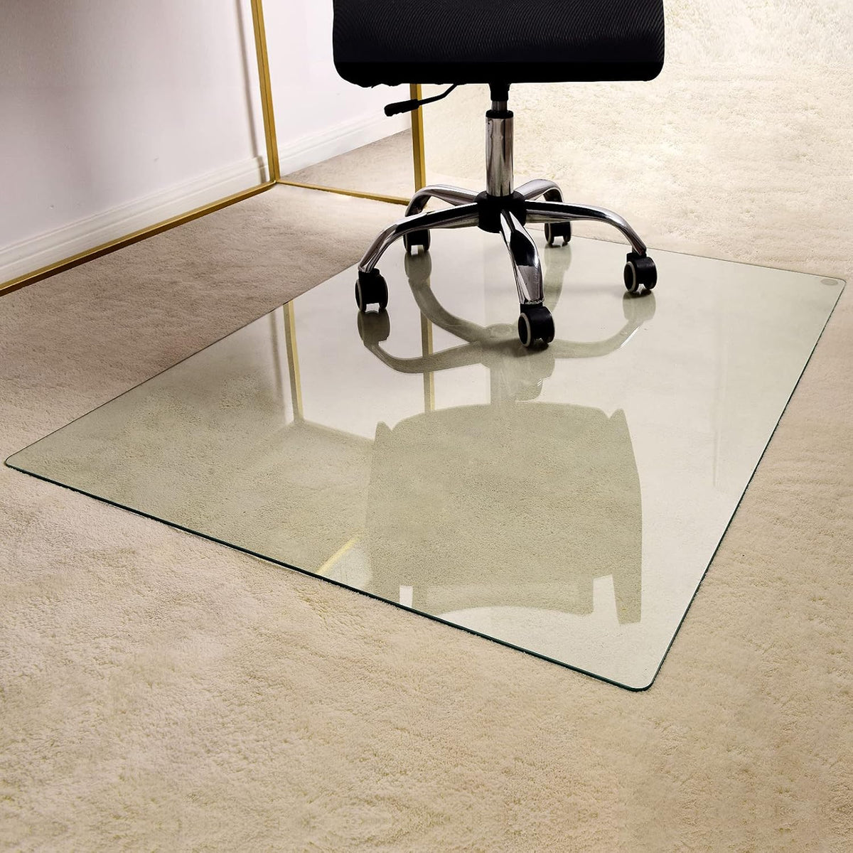 GLSLAND 36" x 46" Office Chair Mat for Carpet, Tempered Glass Floor...