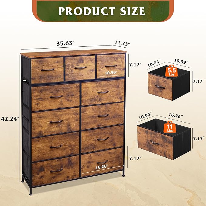 WLIVE Tall Dresser for Bedroom, Fabric Dressers Storage Tower, Dresser & Chest - Image 3