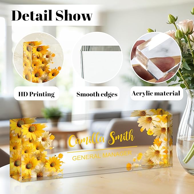 Personalized Name Plate for Desk, Custom Acrylic Desk Name Sign, Office - Image 2