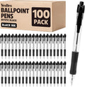 100 Pack Ballpoint Pens Bulk, Retractable Black Pens Ballpoint Medium Point 1mm with Super Soft Grip, No Bleed Ink Pens Smooth Writing, School, Office, Teacher Supplies, Best Gifts for Coworkers