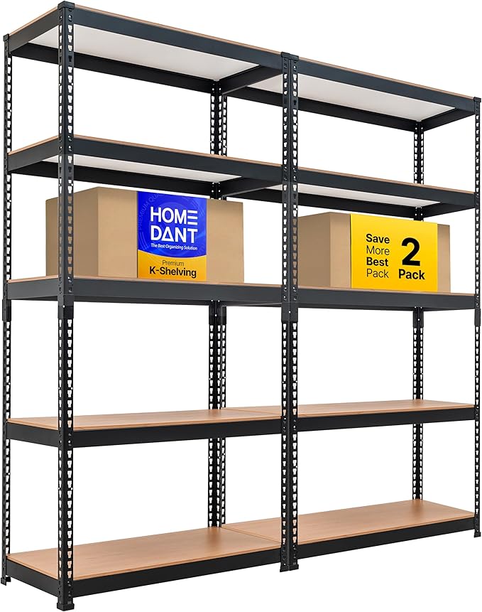 HOMEDANT 5 Tier Storage Shelves Adjustable Laminated Boltless Garage Metal by TheBestOrganizingSolution