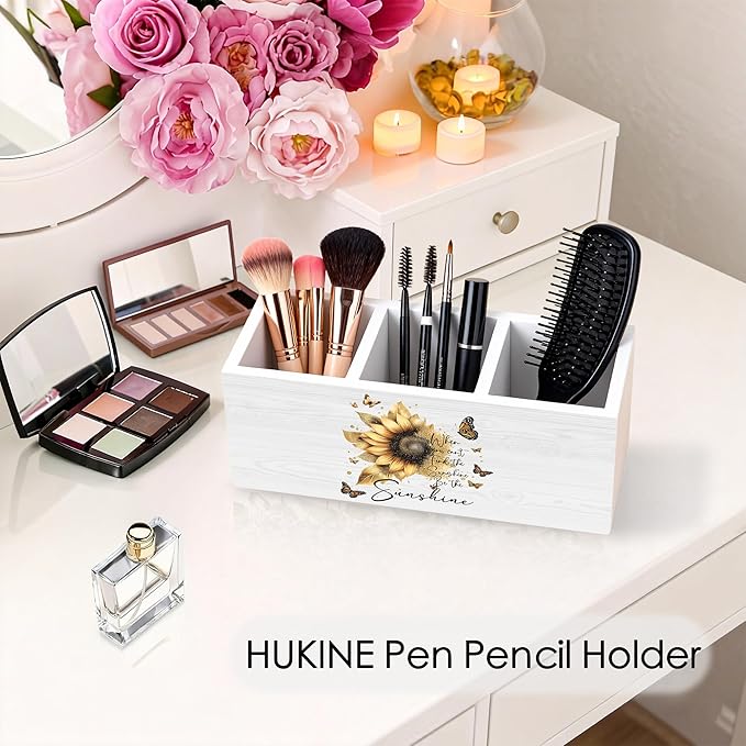 HUKINE Sunflower Inspirational Quotes Pen Holder - Image 3