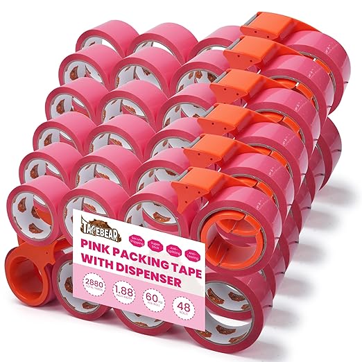 TAPEBEAR 48Rolls Pink Packing Tape by TAPEBEAR
