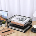 2 Pack Stackable Letter Tray, Wire Mesh Desk File Organizer Metal Desktop Paper - Image 2
