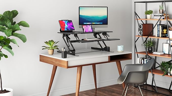 Mount-It! 38" Standing Desk Converter, Desktop Sit-Stand Desk Riser - Image 4