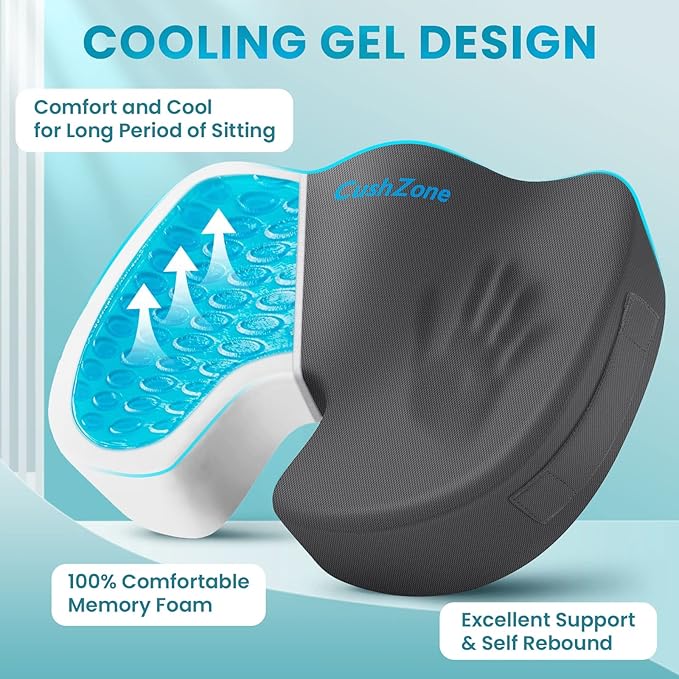 Office Chair Seat Cushion, Cooling Gel Enhanced Memory Foam Cushion - Image 2