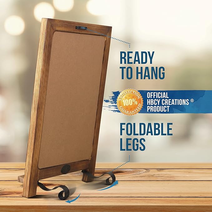 HBCY Creations Rustic Torched Wood Tabletop Chalkboard - Image 3