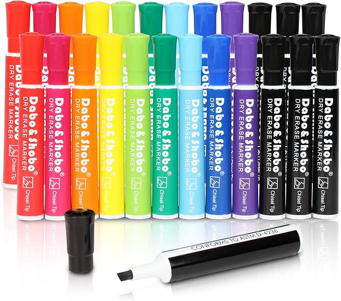Dabo&Shobo Dry Erase Markers 24 Pack, 10 Assorted Colors by DaboShobo