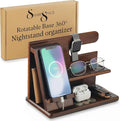 SHARPSPACE Night Stand Organizer – Wood Phone Docking Station, 360° Rotating by Unknown