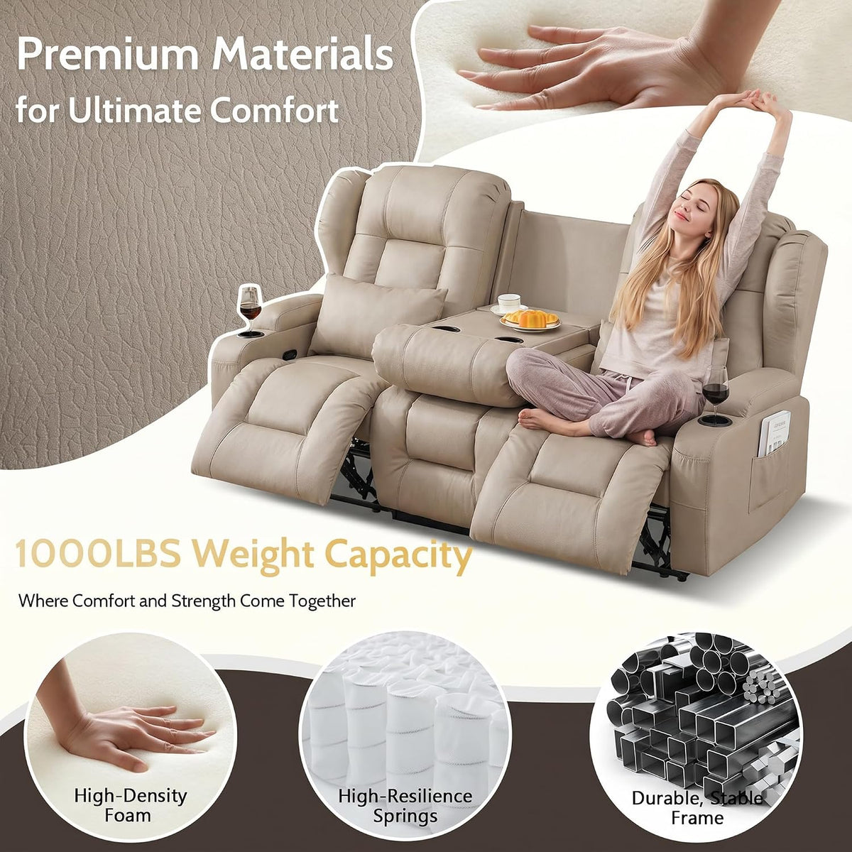 SAMERY 75.6" RV Loveseat Recliner Sofa, Manual Reclining Loveseat