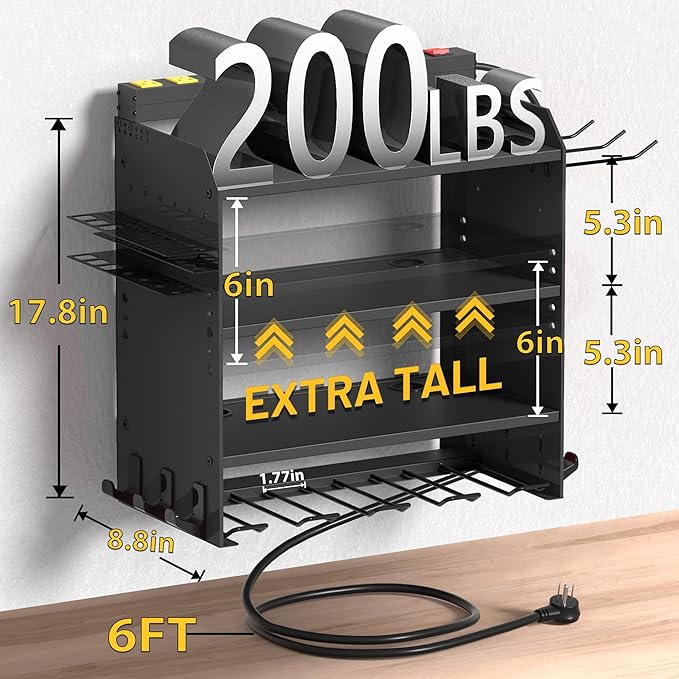 CFMASTER 4-Layer Wall-Mounted Power Tool Organizer Rack, Heavy Duty Adjustable - Image 2