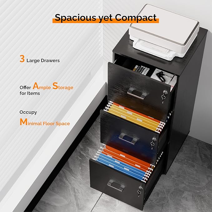 VINGLI 3 Drawer File Cabinet - Image 4