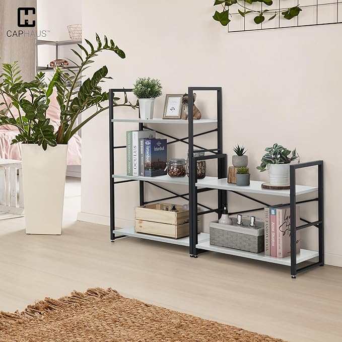 CAPHAUS 2 Tier Small Bookshelf, 24 Inch Width Free Standing Shelf, Bookcase - Image 2