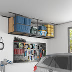 fleximounts 2x8 overhead garage ceiling storage rack organization showing dimensions