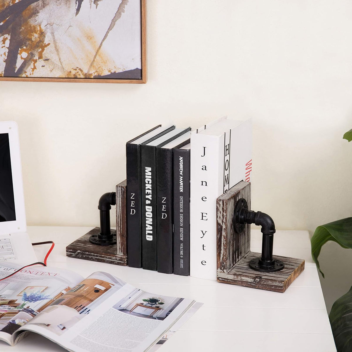 MyGift Decorative Bookends, Office Book Ends for Shelf, Book Holder L-Shaped ...