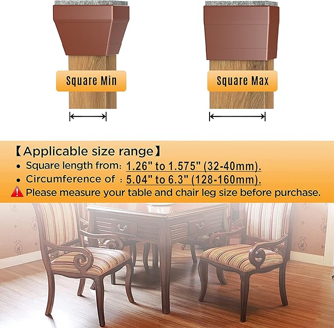 Square Chair Leg Protectors for Hardwood Floors - Image 2