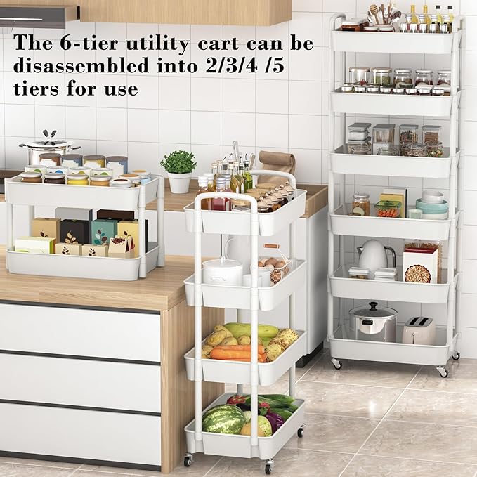 Sywhitta 6-Tier Plastic Rolling Utility Cart - Image 2