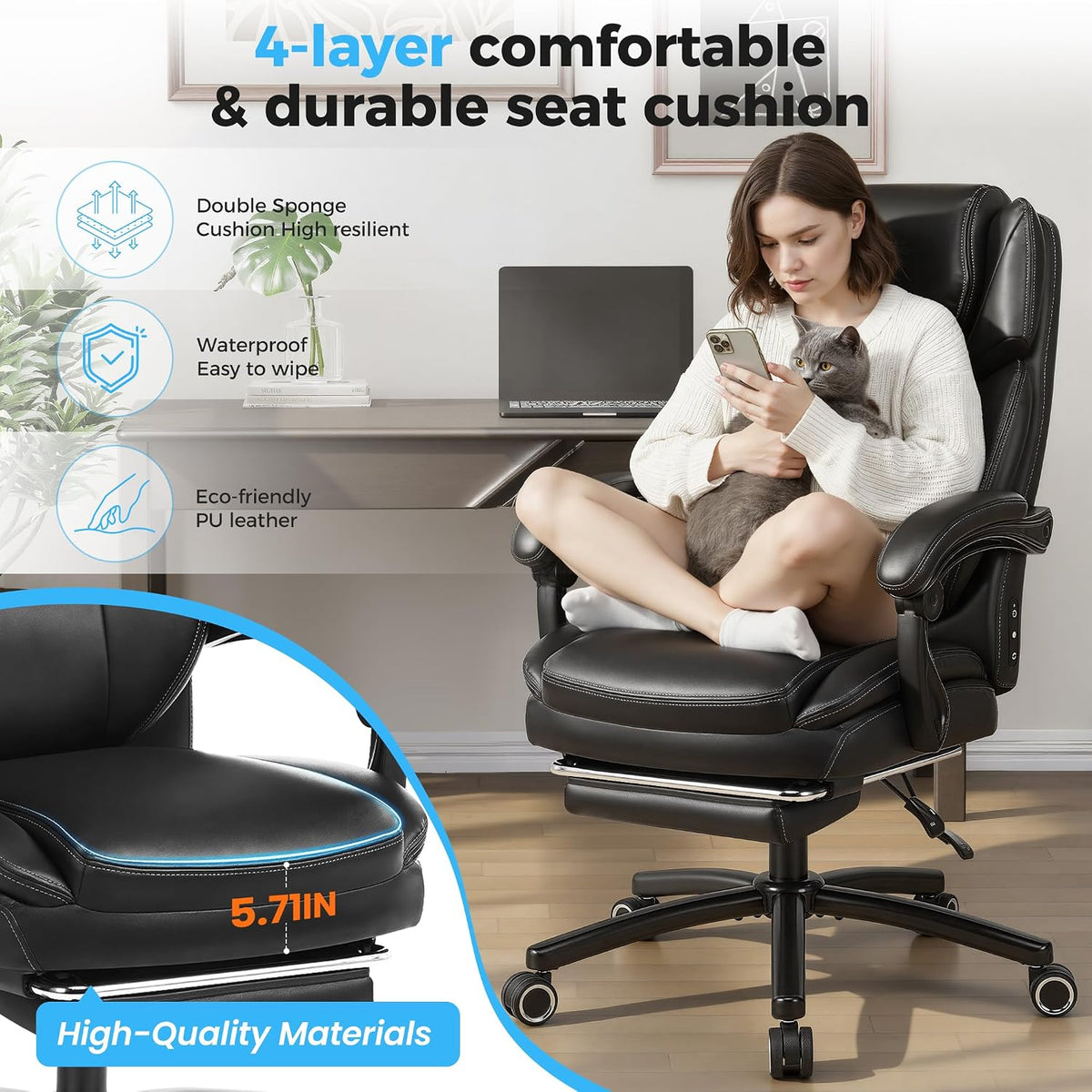 500lbs 3D Kneading Massage Office Chair with FootRest, Big and Tall Ergonomic...