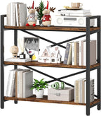 3 Tier Bookshelf 31.49" Width, Wood and Metal Etagere Bookcase, Vintage by Homeiju