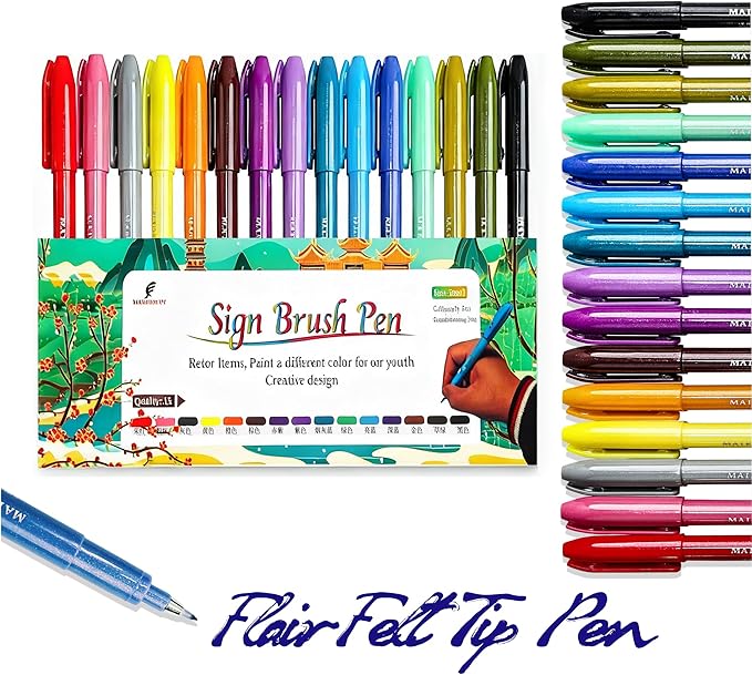 MAIKEDEPOT Sign Brush Pen, Felt Tip Pens Art Brush Marker, Journaling Pen Set by MAIKEDEPOT