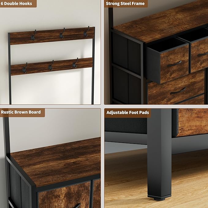 YKVIQBY 8 Drawer Dresser with 6 Double Hooks, 68.9" Tall Closet Organizer and - Image 6