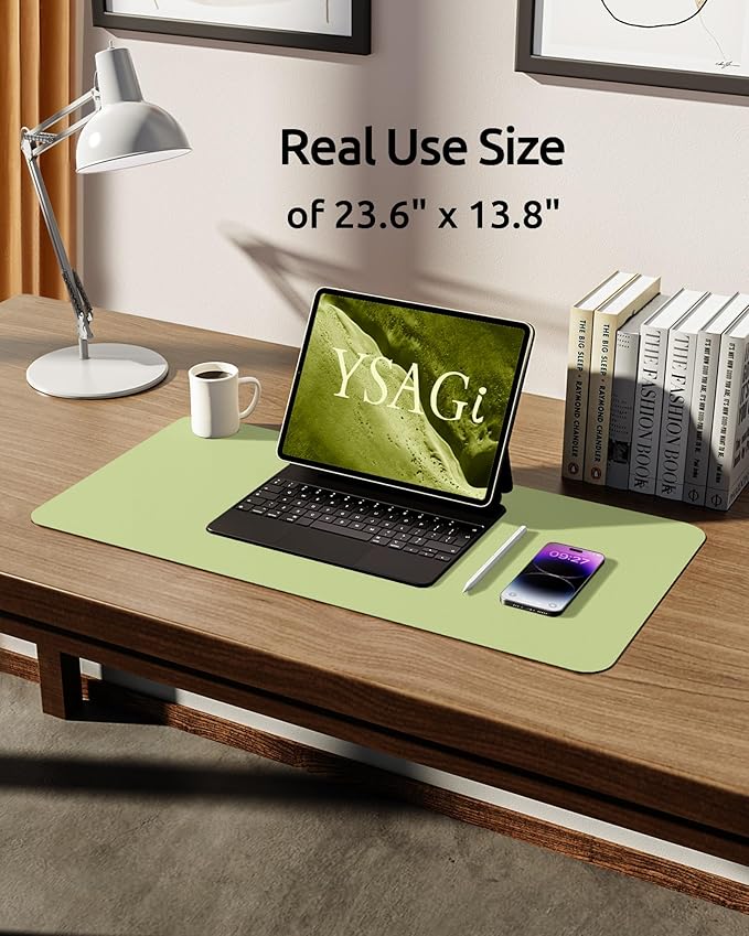 YSAGi Leather Desk Pad Protector, Office Desk Mat, Large Mouse Pad, Non-Slip PU - Image 5