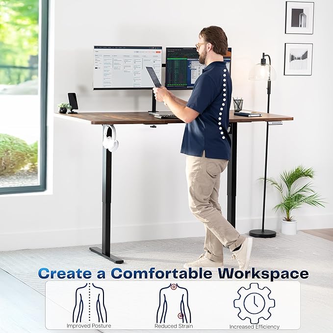 VIVO Electric 71 x 36 in Rustic Standing Desk, Memory Height Adjustment - Image 4