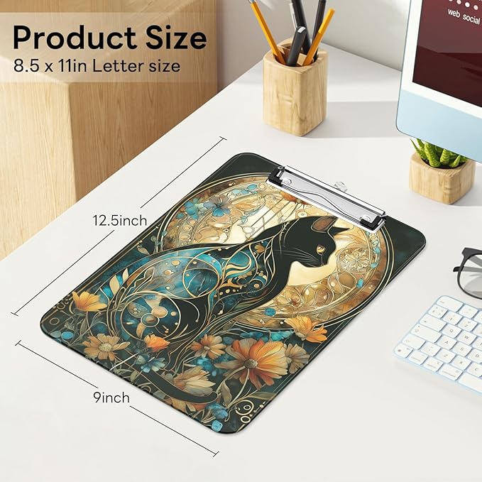 Luminzo Plastic Cute Clipboard Low-Profile Metal Clip, A4 Letter Size 9 x 12.5 - Image 2