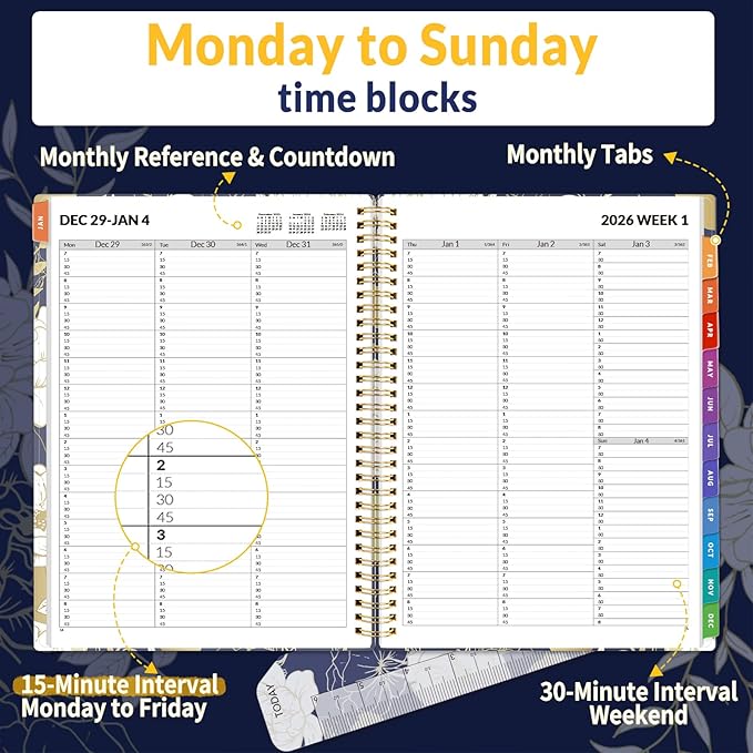 SUNEE 2026 Appointment Book, Quarter-Hourly, Weekly & Monthly - Image 2