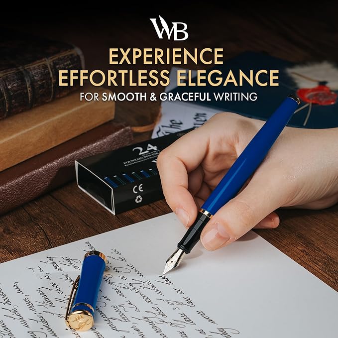 Wordsworth & Black Fountain Pen Set, 18K Gilded Fine Nib, Includes 24 Pack Ink - Image 2