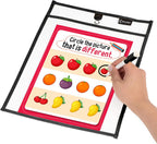 Magnetic Dry Erase Pockets by Two Point (30-Pack) - Portrait - Black Dry Erase Pocket Sleeves, Job Shop Ticket Holders, Clear Paper Sleeves Protector, Magnetic Pouch