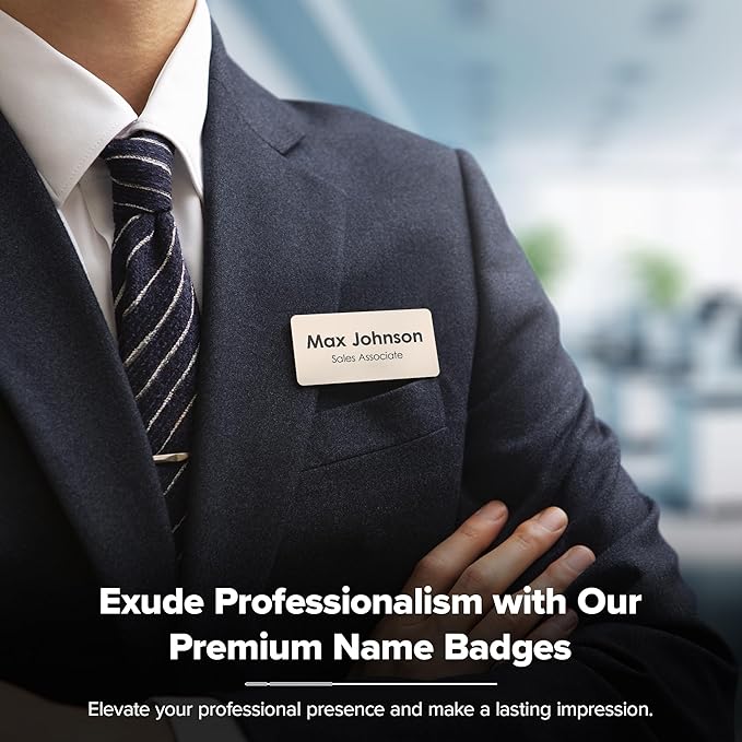 My Sign Center Magnetic Almond Black Name Tags, Personalized - Image 2