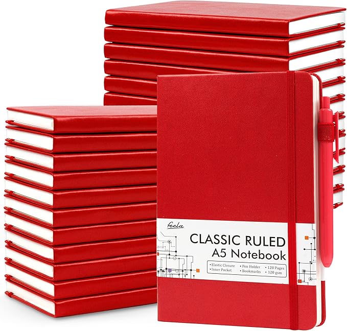 24 Pack Journal Notebook for Work, Feela Business Notebook Bulk Hardcover Lined by feela
