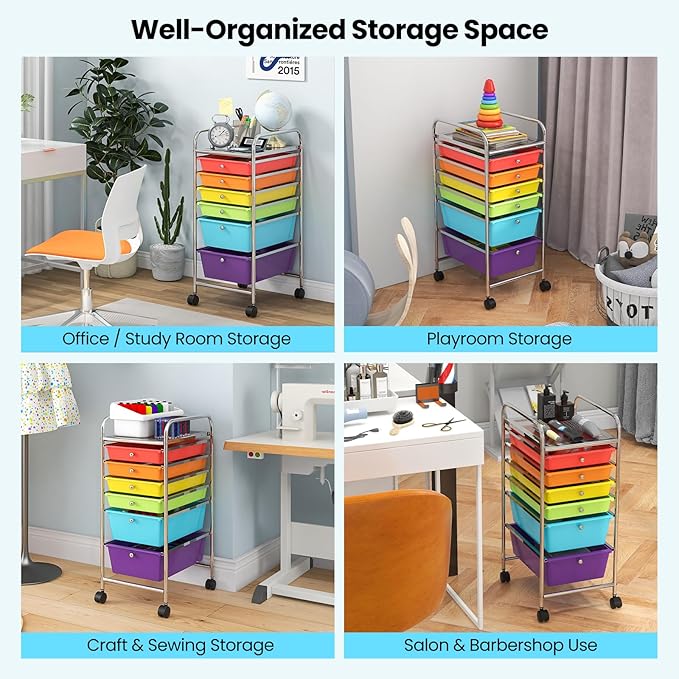 Giantex 6 Storage Drawer Cart Rolling Organizer Cart - Image 6