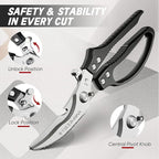 TIVOLI Poultry Shears Black, Japanese Kitchen Shears Heavy Duty - Image 4