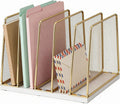 leketree gold desk file organizer, 5-section upright file, main product view