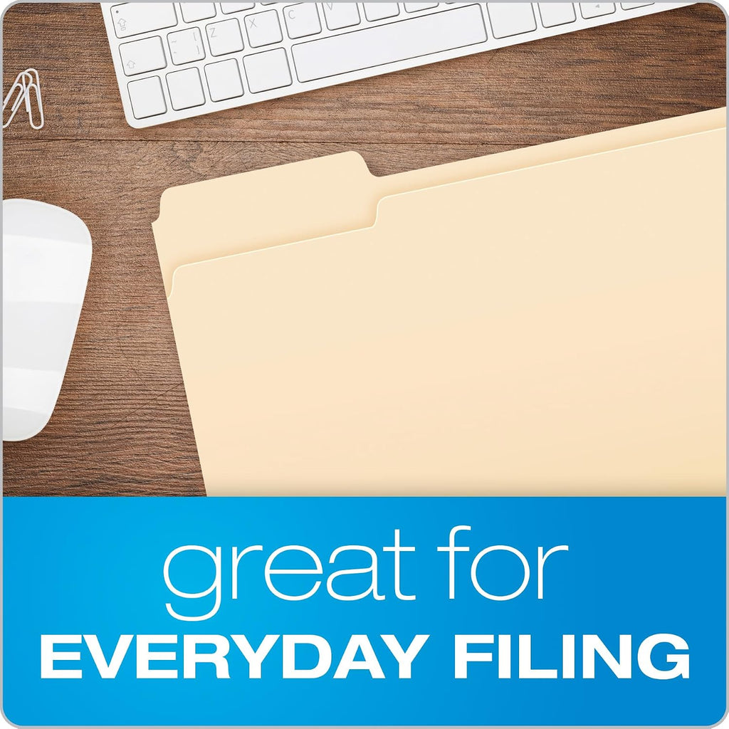 Pendaflex File Folders,250 Bulk Package,Durable Manila Folders,Letter Size (8.5" x 11"),3 Tabs for Easy Labeling,Everyday Filing Essential for Offices,Classrooms&Home Document Organization (Pack of 2)