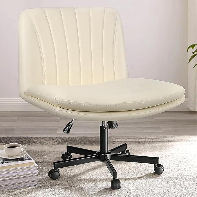 PUKAMI Criss Cross Chair with Wheels, Armless Cross Legged Office Desk Chair by PUKAMI