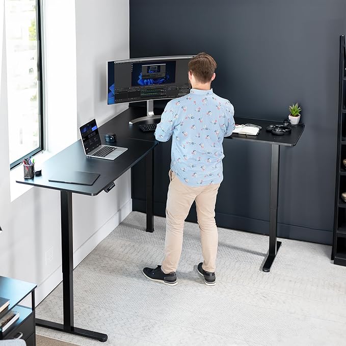 VIVO Electric Corner 84 x 63 inch L-Shaped Standing Desk, Memory Height - Image 2