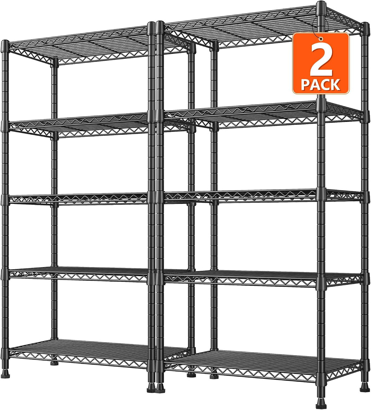 REIBII 1000LBS Wire Shelving Unit, 5 Tier Adjustable Metal Storage Shelves
