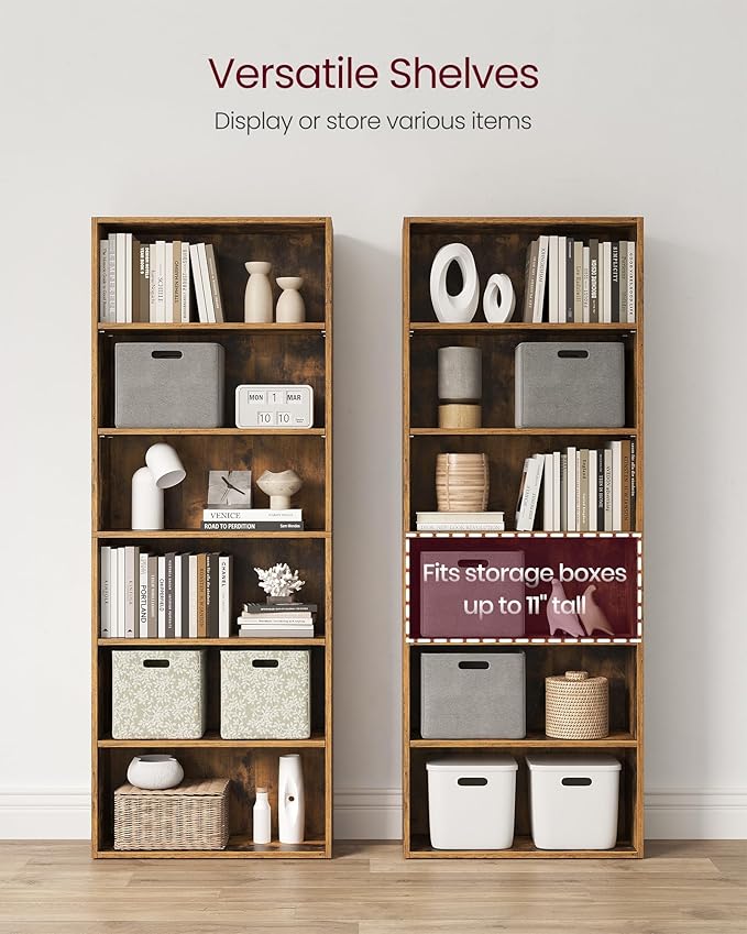 VASAGLE Set of 2 Bookshelves, 23.6 Inches Wide, 6-Tier Open Bookcases - Image 5