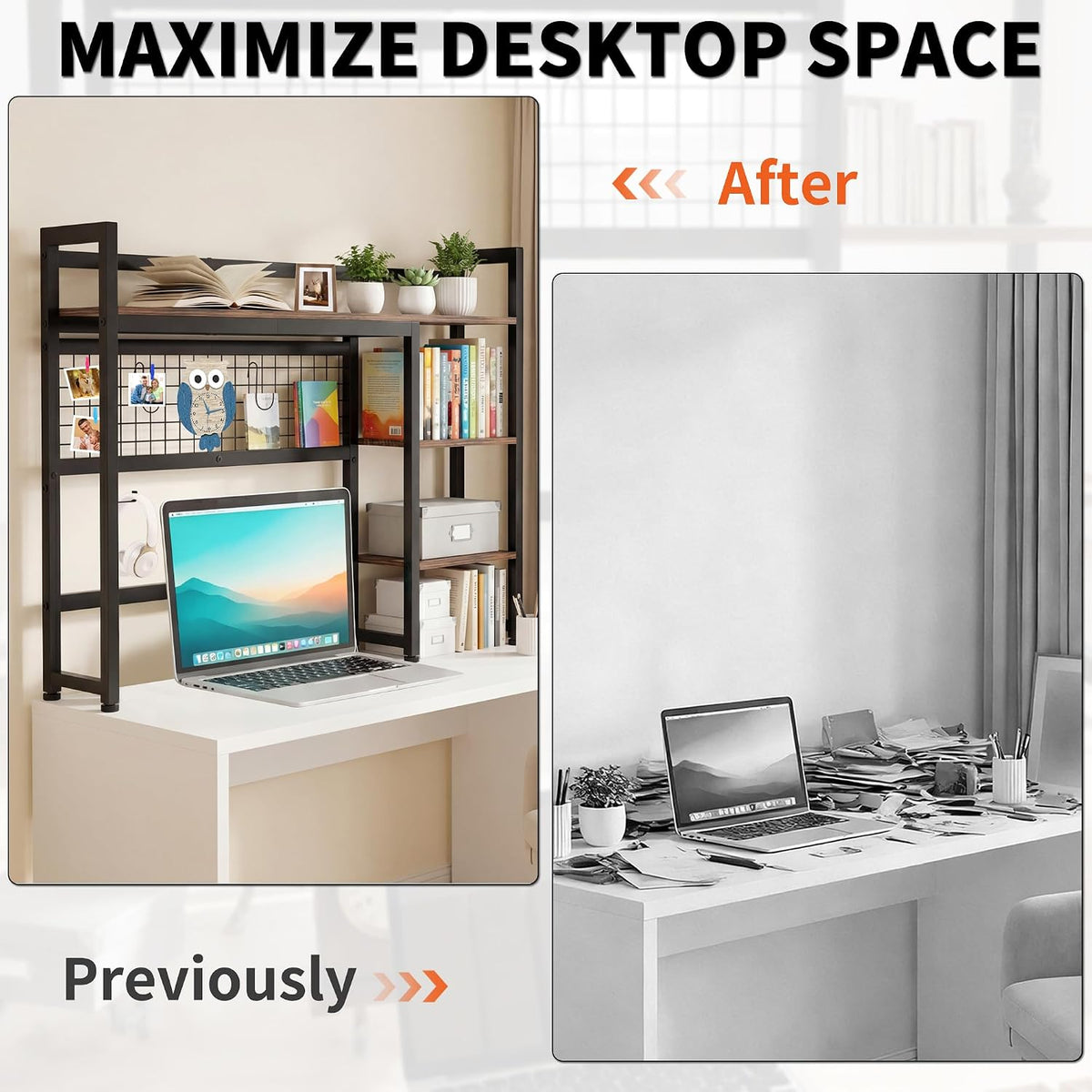 IBVIVIC Desktop Shelf, 32.3'' Desktop Organizer Shelf for Computer Mo...