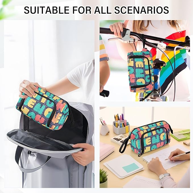 Bolaz Big Capacity Pencil Pen Case Pouch Bag School College Office Organizer - Image 7